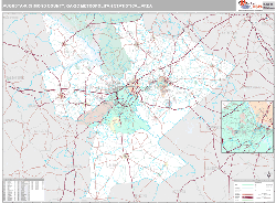 Augusta-Richmond County Metro Area Wall Map Premium Style 2024